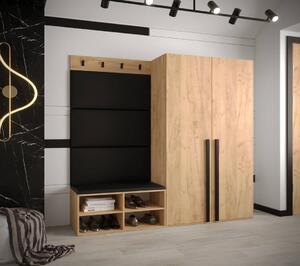 Předsíňová stěna Miro 5 - dub Craft Barva: Černá Ekokůže