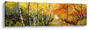 Obraz - Romantická alej podél vody, olejomalba (170x50 cm)