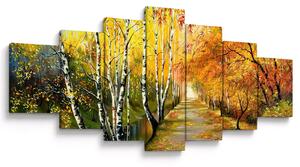 Obraz - Romantická alej podél vody, olejomalba (210x100 cm)