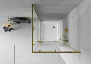 Mexen Rio čtvercový sprchový kout 80 x 80 cm, Pruhy, Zlatá + sprchová vanička Rio, Bílá