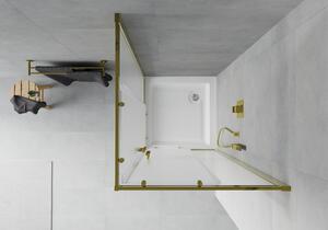 Mexen Rio čtvercový sprchový kout 80 x 80 cm, Vzor jinovatky, Zlatá + sprchová vanička Rio, Bílá