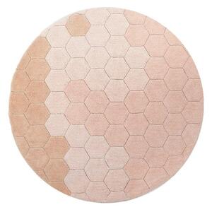 Světle růžový pratelný ručně tkaný bavlněný kulatý koberec ø 140 cm Honeycomb Rose – Lorena Canals