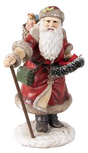 Vánoční dekorace socha Santa s nůší dárků - 14*12*20 cm