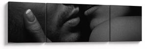 Obraz - Polibek, černobílá fotografie (170x50 cm)