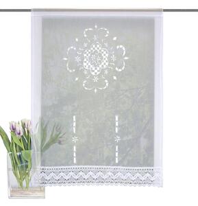 Home Wohnideen Záclona vitrážová, vyšívaná s krajkou, lněná struktura, Rokaj, Bílá Rozměr textilu: 100 cm (V), 90 cm (Š)