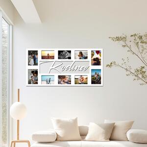 Dřevo života | Dřevěný fotorámček na zeď RODINA | Barva: Bílá | Rozměry (cm): 74x36