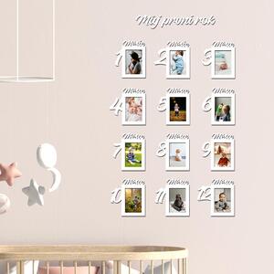 Dřevo života | Dřevěný fotorámeček pro miminko Prvních 12 měsíců | Barva: Ořech | Rozměry (cm): 13x9