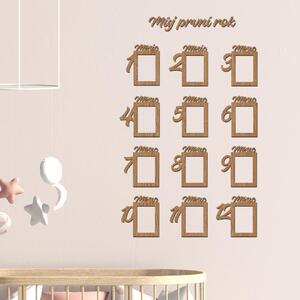 Dřevo života | Dřevěný fotorámeček pro miminko Prvních 12 měsíců | Barva: Třešeň | Rozměry (cm): 13x9