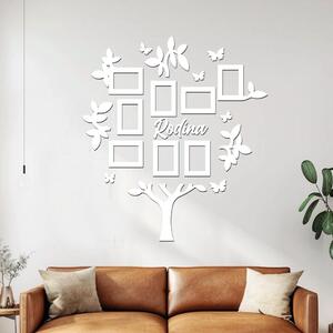 Dřevo života | Dřevěný fotorámeček na zeď FAMILY TREE | Barva: Bílá | Rozměry (cm): 109x117