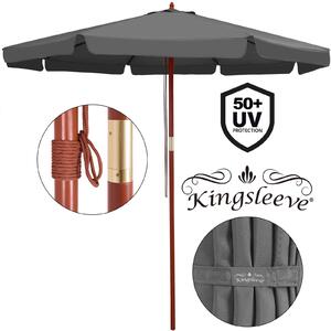 Kingsleeve Dřevěný slunečník antracitový Ø330cm UV ochrana 50+ 108782