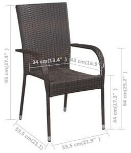 Stohovatelné zahradní židle 4 ks polyratan hnědé