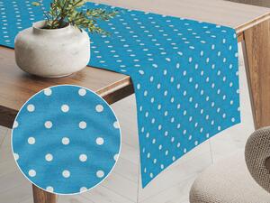 Biante Dekorační běhoun na stůl Leona LN-021 Bílé puntíky na modrém 20x120 cm