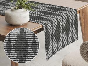 Biante Dekorační běhoun na stůl Leona LN-048 Tmavě šedé obrazce a proužky 45x180 cm