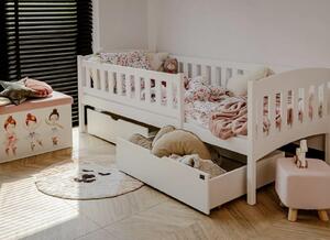 Dětská postel z masivu GANDALF se šuplíky - 200x90 cm - BÍLÁ