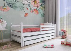 Dětská postel z masivu ZUZANA s přistýlkou a šuplíky - 200x90 cm - bílá