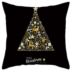 Tutumi - Vánoční povlak na polštář - černá/zlatá - 45x45 cm