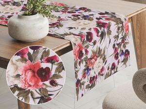 Biante Dekorační běhoun na stůl Leona LN-075 Barevné květiny na smetanovém 35x160 cm