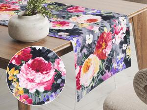 Biante Dekorační běhoun na stůl PM-020 Malované květy na šedém 45x120 cm