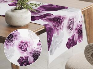 Biante Dekorační běhoun na stůl PM-029 Velké fialové květy 20x120 cm