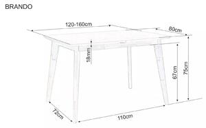 Jídelní stůl s deskou v dekoru dub BRANDO 120(160)x80, rozkládací 5