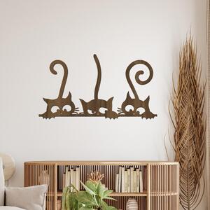 Dřevo života | Dřevěná dekorace na zeď Kočičí trio | Barva: Ořech | Rozměry (cm): 40x22