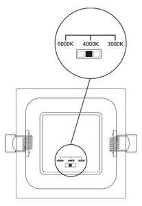 PN22400006 LED DOWNLIGHTvestavné svít.hranaté 12W,1080lm,3000-6000K,IP44,bílá,16,5x 16,5cm