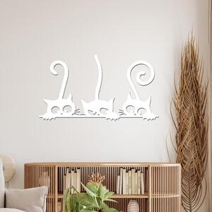 Dřevo života | Dřevěná dekorace na zeď Kočičí trio | Barva: Bílá | Rozměry (cm): 60x33