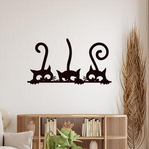 Dřevo života | Dřevěná dekorace na zeď Kočičí trio | Barva: Černá | Rozměry (cm): 80x44