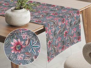 Biante Dekorační běhoun na stůl PML-043 Tropické květy na šedém 20x120 cm