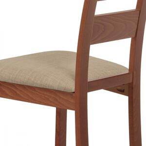 Jídelní židle, masiv buk, barva třešeň, látkový béžový potah BC-2603 TR3