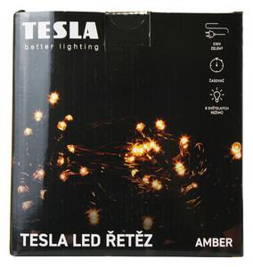 TESLA lighting Tesla - dekorativní řetěz, AMBER, 400LED, 8m + 5m kabel, 230V, 8 funkcí, IP44, zelený
