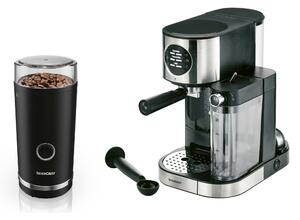 SILVERCREST® KITCHEN TOOLS Sada espresso kávovaru s napěňovačem mléka a elektrického mlýnku SM12, 2dílná (800005830)