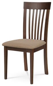 Jídelní židle, masiv buk, barva ořech, látkový béžový potah BC-3950 WAL