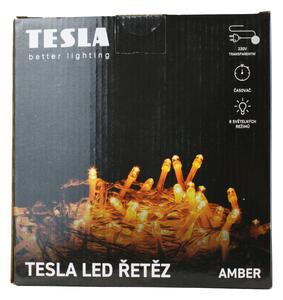 TESLA lighting Tesla - dekorativní řetěz, AMBER, 400LED, 8m + 5m kabel, 230V, 8 funkcí, IP44, transparentní