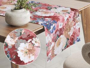 Biante Dekorační běhoun na stůl PM-054 Malované květy na růžovém 20x120 cm
