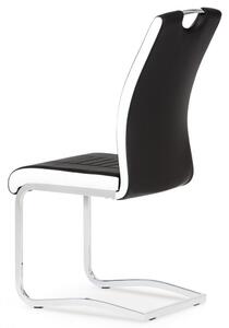 Jídelní židle chrom / koženka černá s bílými boky DCL-406 BK