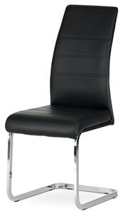 Jídelní židle, potah černá ekokůže, kovová pohupová podnož, lesklý chrom DCL-408 BK