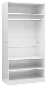 Šatní skříň bílá s vysokým leskem 100 x 50 x 200 cm dřevotříska