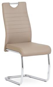 Jídelní židle, potah cappuccino ekokůže, kovová pohupová chromovaná podnož DCL-418 CAP