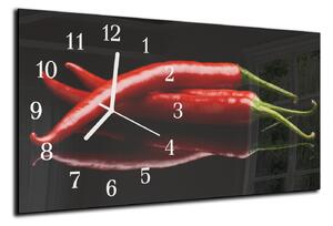 Nástěnné hodiny chilli paprika černé pozadí 30x60cm - plexi