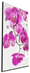 Nástěnné hodiny větev fialová orchidej 30x60cm - plexi
