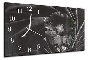 Nástěnné hodiny květ ibišek černé 30x60cm - plexi