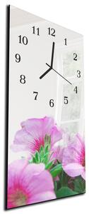 Nástěnné hodiny růžové květy petúnie 30x60cm - plexi