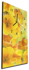 Nástěnné hodiny žluté květy primule 30x60cm - plexi