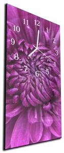 Nástěnné hodiny detail fialová chryzantéma 30x60cm - plexi