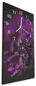 Nástěnné hodiny detail fialový květ jiřiny 30x60cm - plexi
