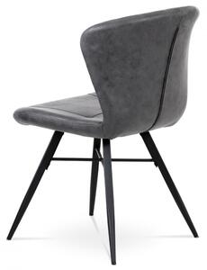 Jídelní židle, šedá látka vintage, kov černý mat HC-442 GREY3