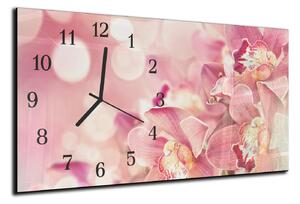 Nástěnné hodiny 30x60cm - detaily květů růžové orchideje - plexi