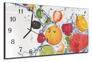 Nástěnné hodiny ovoce ve vodě bílé pozadí 30x60cm - plexi