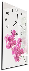 Nástěnné hodiny drobné květy růžové orchidej 30x60cm - plexi